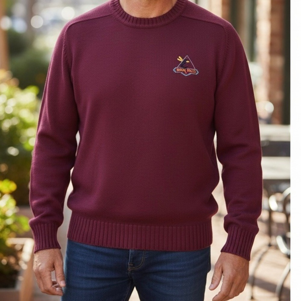 Indian Wells Golf Club Crew Neck Sweater Mens Large Burgundy Embroidered Logo
